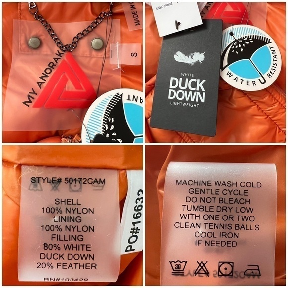 Anorak Short Hooded Quilted Vest in Burnt Orange Size S NEW - Picture 14 of 15